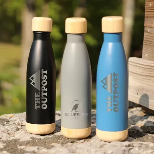 Voyager 17 oz. Stainless Steel Bottle with Bamboo Base & Lid — view 6