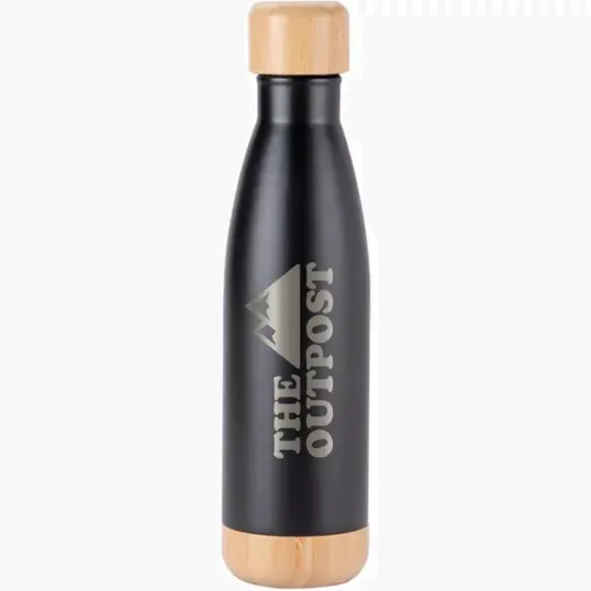 Voyager 17 oz. Stainless Steel Bottle with Bamboo Base & Lid — view 2