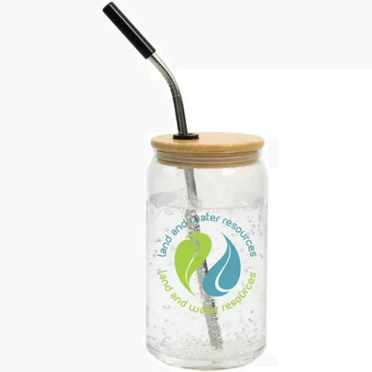 Full Color Can Glass 16 oz with Lid and Straw — view 2
