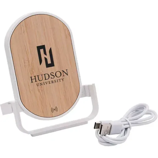 Qi-Certified Bamboo Phone Charger Stand