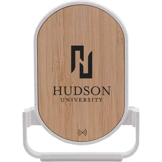 Qi-Certified Bamboo Phone Charger Stand — view 3