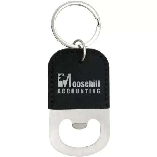 Stainless Steel Bottle Opener Keychain with Leatherette Grip