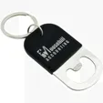 Stainless Steel Bottle Opener Keychain with Leatherette Grip — view 2