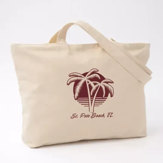 Zippered Cotton Canvas Tote, 12 oz