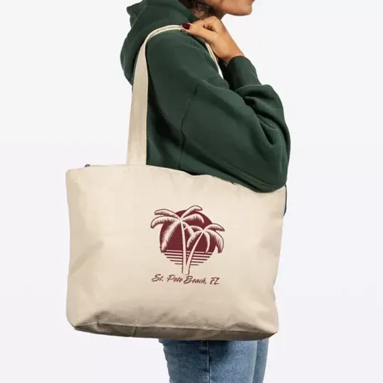 Zippered Cotton Canvas Tote, 12 oz — view 3