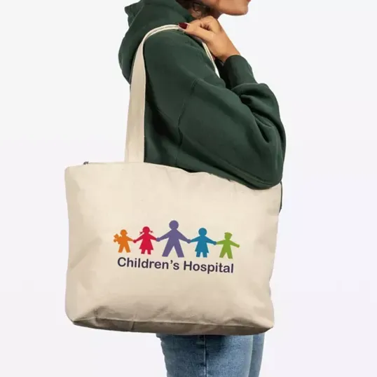 Zippered Cotton Canvas Tote, 12 oz — view 3