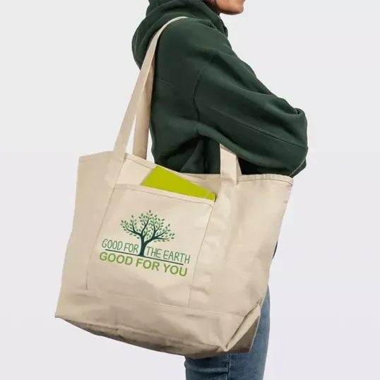 Saratoga Full Color Recycled Cotton Tote, 10 oz. — view 3