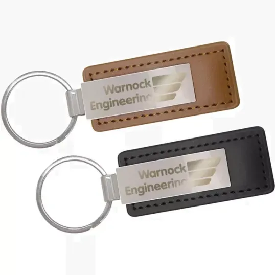 Leatherette Keychain with Silver Bar & Split Keyring — view 2