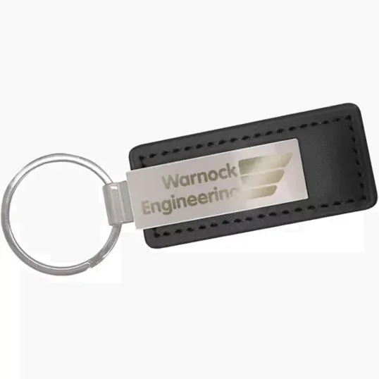 Leatherette Keychain with Silver Bar & Split Keyring