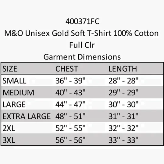 M&O Unisex Gold Soft T-Shirt, 100% Cotton — view 5