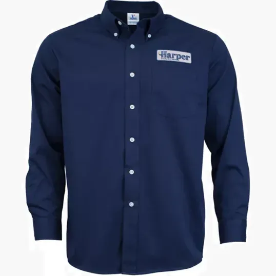 Men's Long Sleeve Twill Dress Shirt with Embroidery