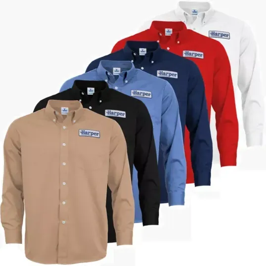 Men's Long Sleeve Twill Dress Shirt with Embroidery — view 3