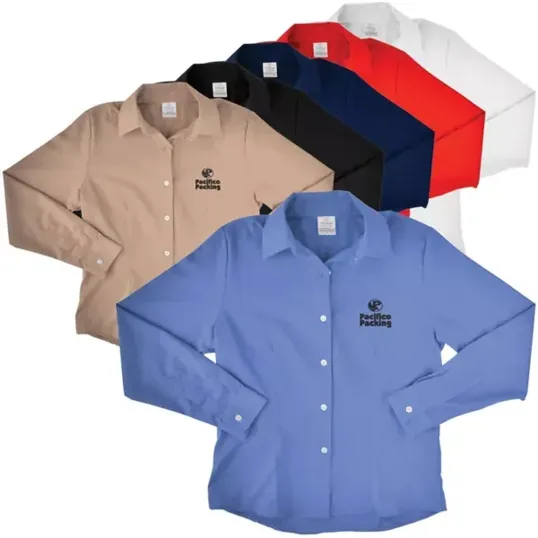 Embroidered Ladies Long Sleeve Twill Dress Shirt — view 3