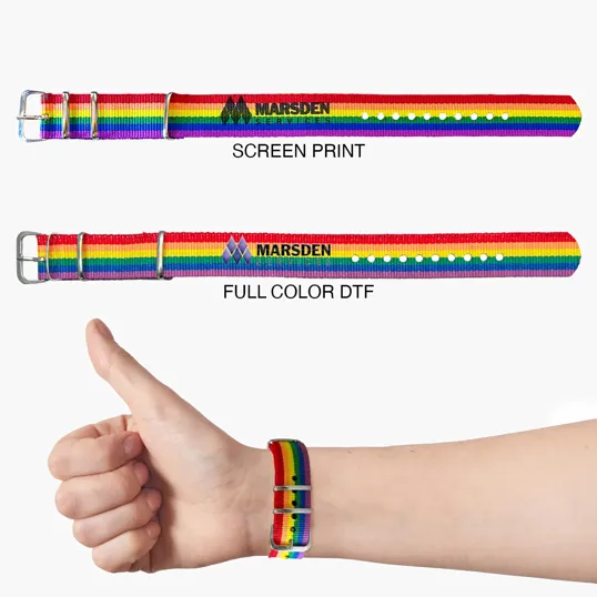 Buckle Bracelet with Rainbow Fabric