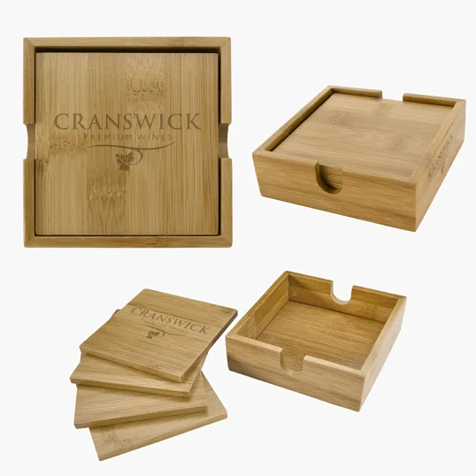 Bamboo Coaster Set with Holder
