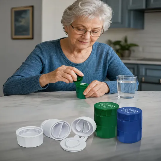 4-in-1 Pill Box with Water Cup, Cutter, and Crusher — view 8