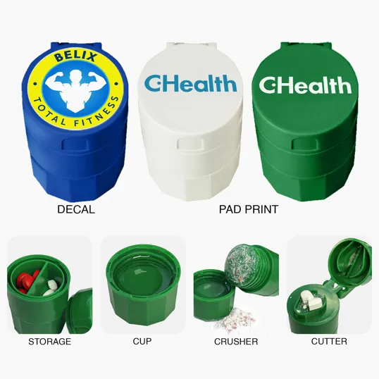 4-in-1 Pill Box with Water Cup, Cutter, and Crusher — view 4