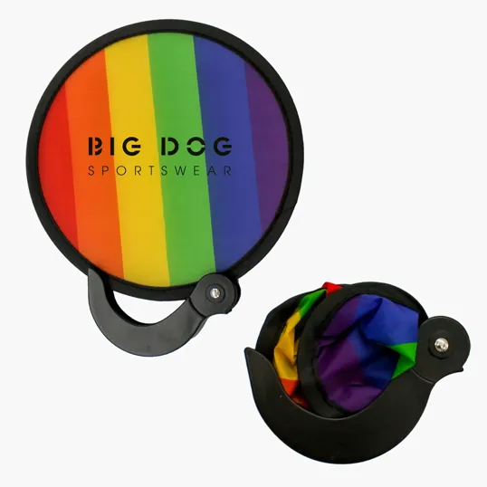 Rainbow Collapsible Hand Fan with Folding Nylon Leaf