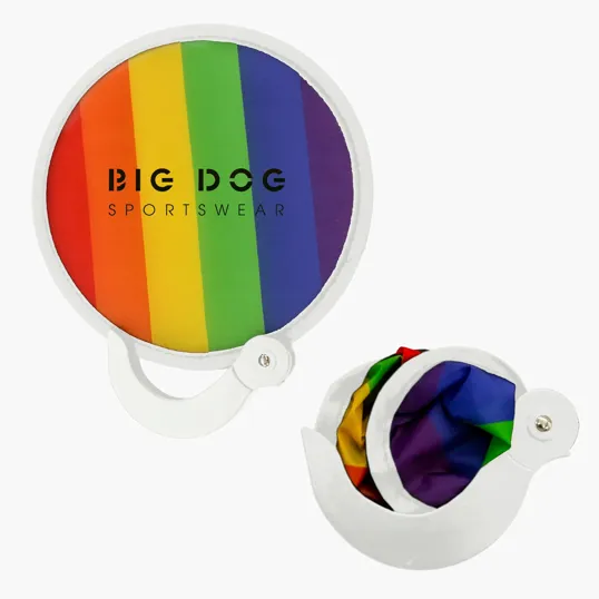 Rainbow Collapsible Hand Fan with Folding Nylon Leaf — view 2