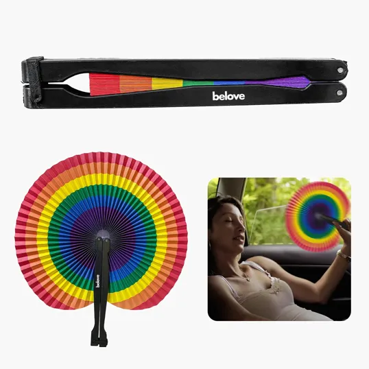 Rainbow Paper Fan, Accordion Style