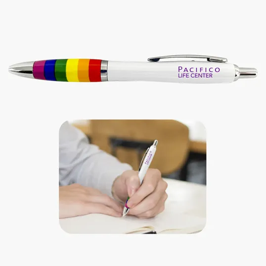 Rainbow Grip Click Pen with Pocket Clip