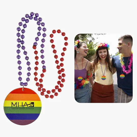 Rainbow Medallion Beaded Necklace