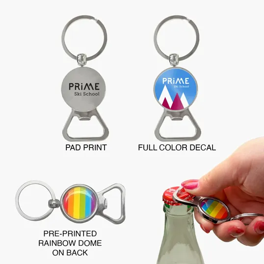 Bottle Opener Keychain with Rainbow Dome