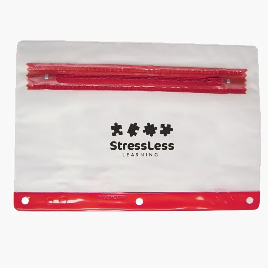 School Pouch with Zippered Closure and Binder Holes