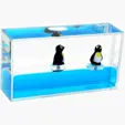 Mini Penguin Liquid Wave Paperweight — view 2