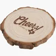 Natural Wooden Coaster, 3.5" Round