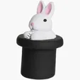 Magic White Rabbit in Top Hat Stress Reliever — view 2