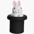 Magic White Rabbit in Top Hat Stress Reliever — view 3