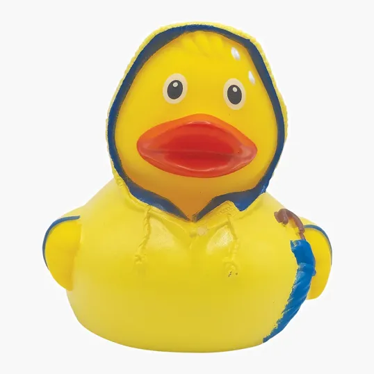 Bad Weather Duck Rubber Duck with Raincoat and Umbrella — view 2