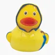 Bad Weather Duck Rubber Duck with Raincoat and Umbrella — view 2