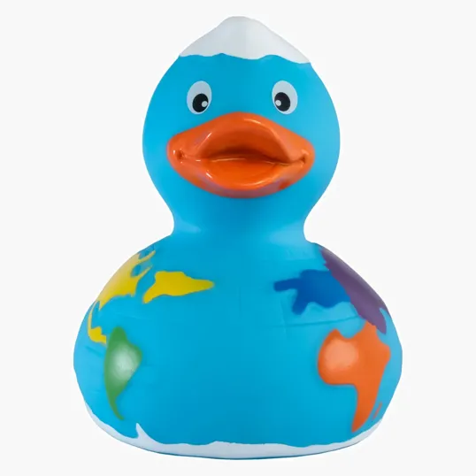 World Duck Rubber Duck with World Map Print — view 3