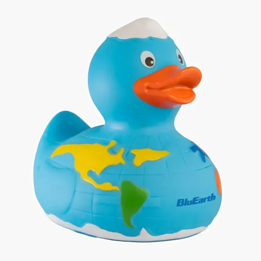 World Duck Rubber Duck with World Map Print