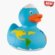 World Duck Rubber Duck with World Map Print — view 2
