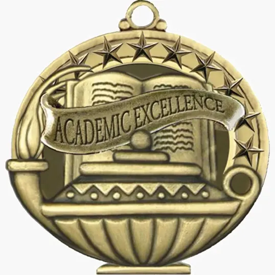 Academic Excellence Stock Medal, Antique Brass