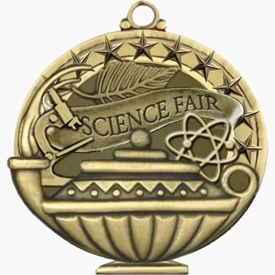 Science Fair Academic Medal, Antique Brass