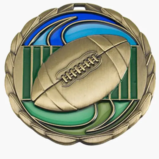 Stock Color Football Medal, 2.5"
