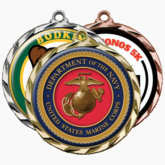 Raised Dart Patterned Border Medal with 2" Insert