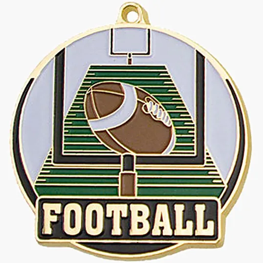 Stock Gold Enamel Football Sports Medals, 2 Inch