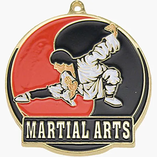 Gold Enamel Martial Arts Medal, 2"