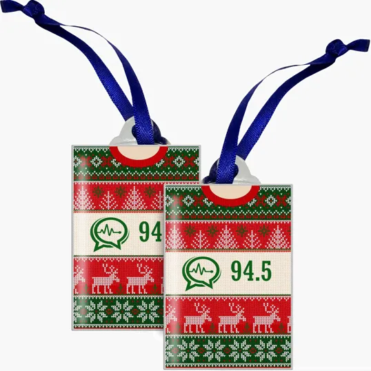 Zinc Alloy Print Ornaments, Two-Sided 2.5" x 2.5"
