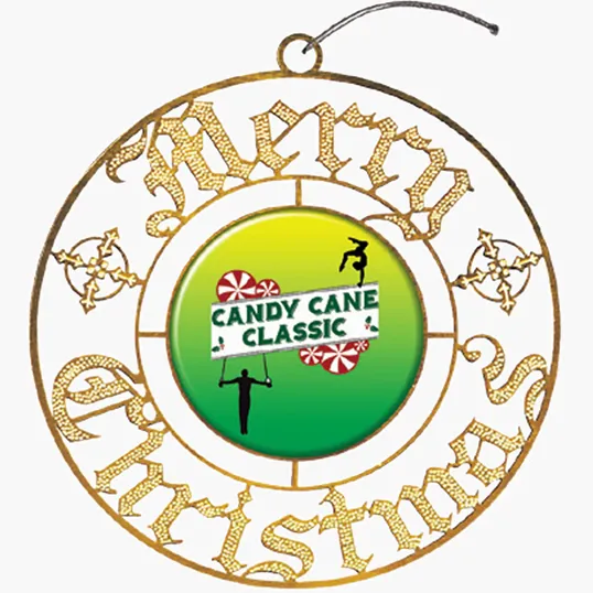 Merry Christmas Brass Ornament with Domed Decal Insert