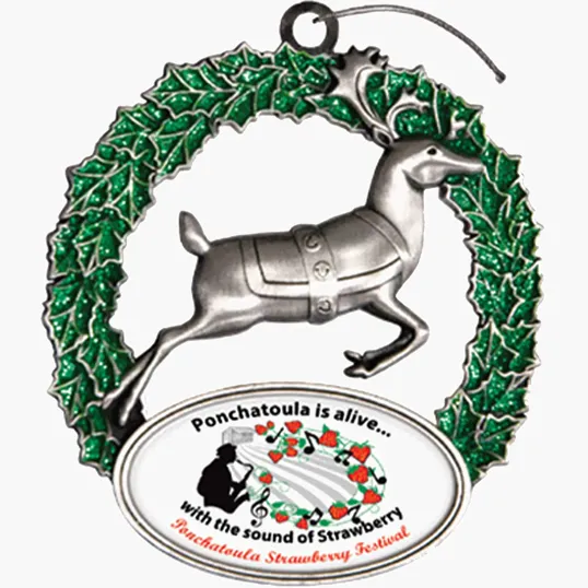 3D Antiqued Silver Ornaments: Reindeer & Wreath