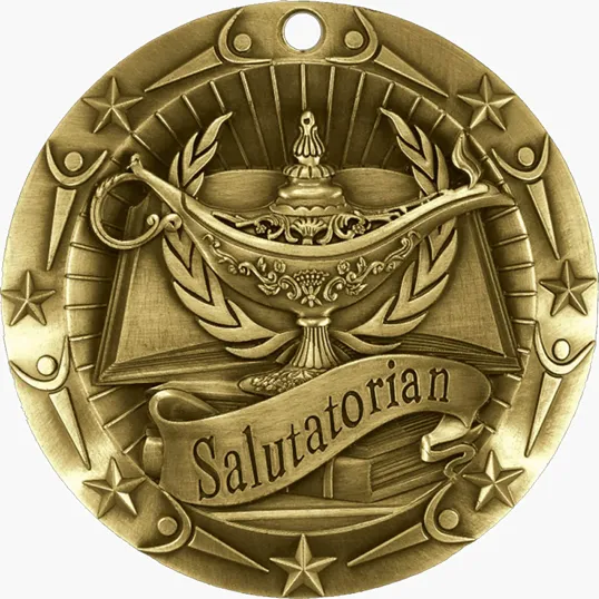 Stock World Class Salutatorian Medal, 2" Antique Brass