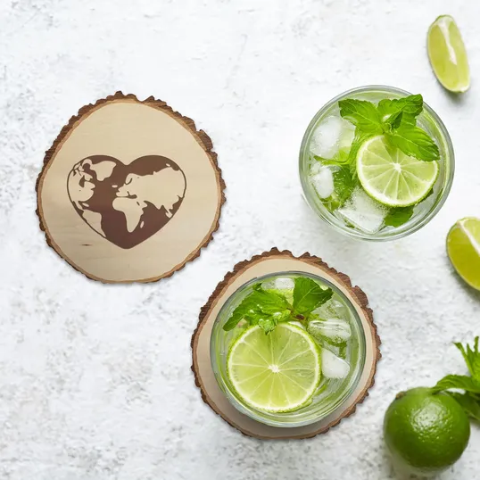 Wood Coasters: Tree Slice, 4" Diameter
