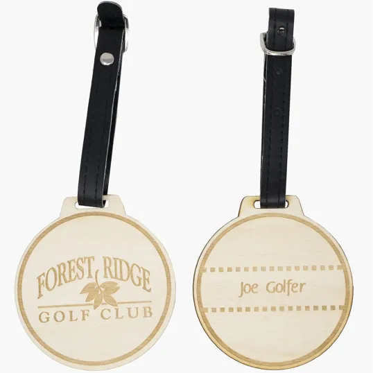 Wood Golf Bag Tags, 2.5" x 2.5"