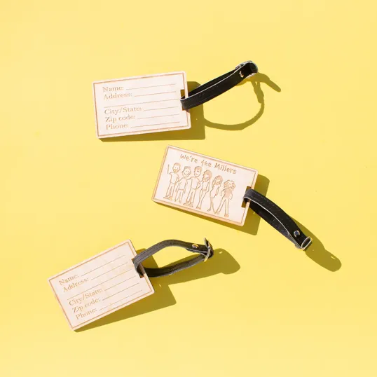 Wood Luggage Tags, 3" x 3"